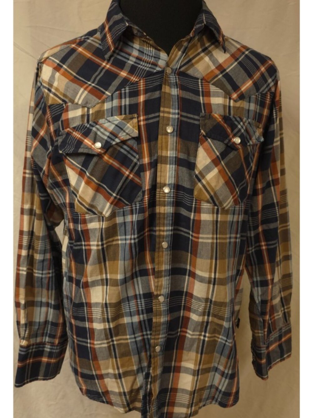Canyon Guide Outfitters Mens L Multicolor Plaid Western Pearl Snap Cowboy Shirt
